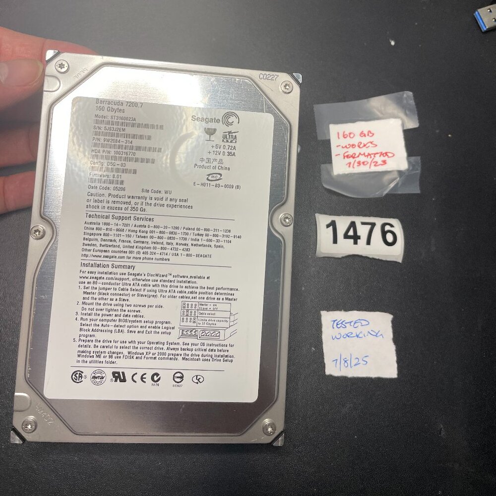 Seagate Barracuda 160GB IDE 3.5" Hard Drive - ST3160023A -- REF 1476